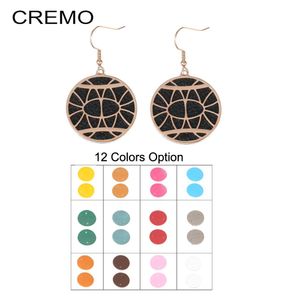 Knot Cremo Interchangeable Leather drop earrings Hanging Dangle Earring Jewelry Stainless Steel Round Pendant Charm Earring