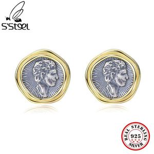 Stud S'Steel 925 Sterling Silver Portrait Coin Designer Hypoallergenic Unique Stud Earring for Women Luxury Personaliserade fina smycken