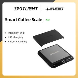 Escalas domésticas MHW 3BOMber Smart Drip Espresso Coffee Scale com Timer Automático USB Charging Kitchen Cafe Electronic Home Barista Acessórios 230520