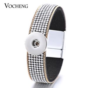 Armband 10st/Lot Vocheng Ginger Snap -knapp Magnet Armband Mjukt tyg Vit kristall DIY -smycken Fit 18mm NN420*10 Gratis frakt