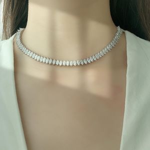 Halsband klassiska AAA Cubic Zirconia Brand Baguette Choker Halsband för kvinnor Justerbar längd Mariquesa Geometric Chokers Halsband In06