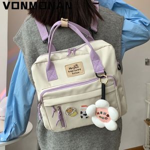 Borse da scuola Zaino 3 in 1 per ragazza adolescente Fibbia ad anello Borsa a tracolla da viaggio portatile Borsa da donna piccola Distintivo Zaino donna Borsa a tracolla 23519