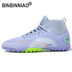 Безопасность обуви Binbinniao Size30-45 Профессиональная футбольная обувь мужчина мальчик футбольные бутсы детские футбольные туфли девочка открытая газон 230519