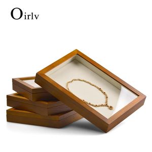 Коробки Oirlv, органайзер для ювелирных изделий из цельного дерева, коробка для хранения ювелирных изделий из микрофибры, чехол для кольца, браслета, ожерелья, кулона