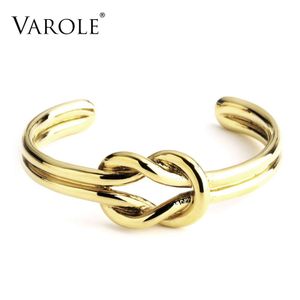 Браслет VAROLE, простые завязанные летние браслеты-манжеты для женщин, ювелирные изделия розового/золотого цвета, 100% медный металлический браслет Pulseiras mujer