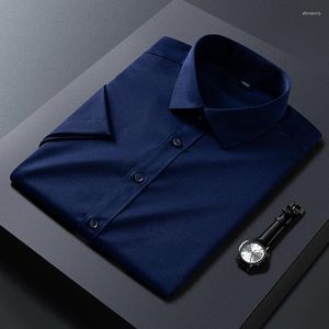 Erkekler Sıradan Gömlek Erkekler Kısa Sleve Yüksek İş Olmayan Düz Renk Slim Fit inç Gömlek Üstleri Erkekler Giyim Camisas y