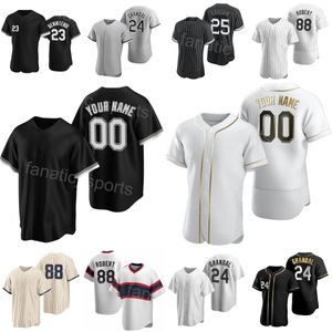 Team Baseball 25 Andrew Vaughn Jersey 23 Andrew Benintendi 1 Elvis Andrus 24 Yasmani Grandal 22 Oscar Colas 88 Luis Robert Jr 33 Lance Lynn Stitched Men Women Youth B-W