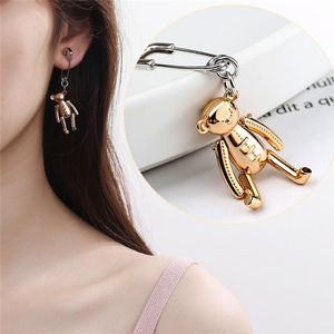 Huggie XIHA 925 Sterling Silver Gold Earrings for Women 2020 Korean Safety Pin Bear Charm Earring Bohemian Statement Fashion Jewelry