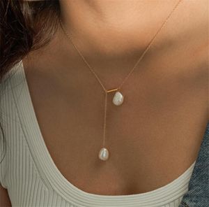 Necklaces 14K Gold Filled Necklace Natural Baroque Pearl Necklace Y Choker Handmade Pendants Collier Femme Kolye Boho Jewelry for Women