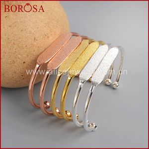 Браслеты BOROSA 10 шт., оптовая продажа, золотой цвет, латунный пустой браслет, золотые плоские браслеты-манжеты, изготовление браслетов PJ026G