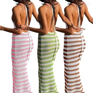 Damskie stroje kąpielowe sukienka na plażę Summer Kobiety 2023 Pareo garnitur dzianina szyja guzek kolor ogon seksowne poliester dla maja