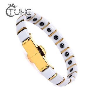 Bangle Fashion Jewelry Healing Engry Magnetic Titanium Bio Energy Ceramic Armband For Women Män Blodtryck Tillbehör Guldarmband