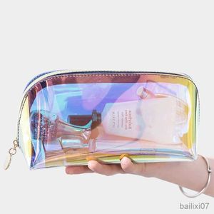 Cosmetic Bags Cases Laser Cosmetic Bag Style Korean Cosmetics Semicircle Travel Clear Portable Phone Lipstick Transparent Wash Makeup Bags