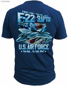 Camisetas masculinas Design legal Design Cool Air Force F-22 Raptor Stealth Fighter T-shirt. Algodão de verão de algodão curto-pescoço