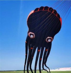 Black kite 3D eyes octopus kites children 1 line adult power sport outdoor toy easy fly save space large beauty skeletonless kite non woven fabric ba40 F23