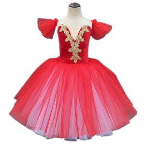 Dancewear Red Long Dress Ballet Tutu Dress Skirt Swan Lake Sling Girls Professional Performance Costume Vestidos Chica Bailarina 230520