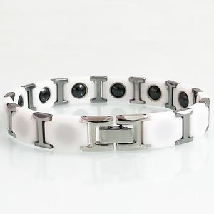Bangle White Ceramic Armband för män Rostfritt stål Hälsa Magnetterapi Kvinnors armband Homme Armband Kvinnliga smycken gåvor
