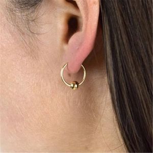 Huggie 14K Gold Piller 12mm HoopEarrings Gold Jewelry Gold HoopEarrings Brincos Pendientes Oorbellen Boho Women earrings