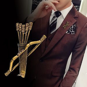 New Vintage Bow and Arrow Brooch Men's Alloy Rhinestones Corsage Collar Pins Brooches for Women Fashion Jewelry Gifts