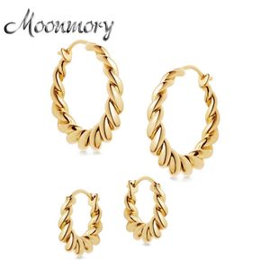 Huggie Moonmory 925 Sterling Silver Popular Design Huggie HoopEarrings Gold Gradated Tidal Hoops Earring for European Women Jewelry