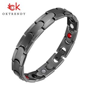 Bracelets Oktrendy Men Healthy Magnetic Bracelet Stainless Steel Power Therapy Improve Sleep Weight Loss Magnets Bangles For Lovers Gift