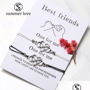 catena nuovo braccialetto cuore corda di cera boho con carta migliore amico 2 pezzi / set braccialetti intrecciati fatti a mano con ciondoli per donna uomo drop delivery dhdxr