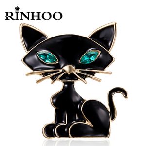 Rinhoo Cartoon Animal Brouches Cat Brooches Frong Vintage Rinestone Cat рубашка для ладель булавки Сумка милый значок маленький котенок мяу