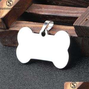 Nyckelringar rostfritt stål tomkedja 40x21mm husdjurs -ID -taggar Personlig hundkatt kan graverad bakre ringdesign smycken droppe dhstb