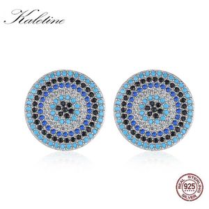 Ohrringe Kaletine 925 Sterling Silber Evil Eye Ohrringe für Frauen Blauer Stein CZ Kristall Lucky Turkey Ohrstecker Schmuck Mode 2019