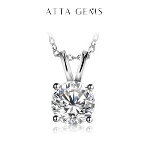 Halsband Attagems 2Carat 8,0 mm Real Moissanite Pendant Necklace For Women 100% 925 Sterling Silver Wedding Party Bridal Fine Jewelry