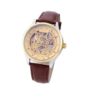 Relógios de pulso top marca luxo homens relógios negócios mens designer relógio esqueleto dial pulseira de couro genuíno mecânico automático 43mm relógios de pulso de ouro para mensc h