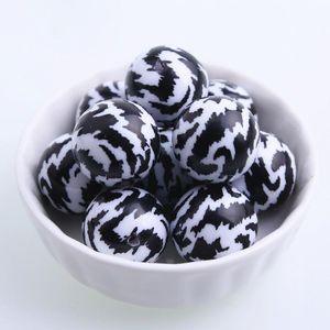 Kristall Kwoi Vita 12mm 20mm chunky weiß massiv Volldruck Schwarze Perlen für Acrylperlen Halskette Schmuck