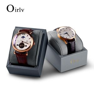 Boxes Oirlv Premium Grey Leather Single Watch Display Stand Bracelet Wrist Watch Showcase Jewelry Display Holder luxury Watch Box