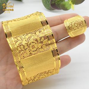 Bangle Aniid Indian Fashion Sain Bieczek z pierścieniem dla kobiet Nigerian Bridal Wedding Biżuteria Prezenty Urok Złota Kolor Bransoletka Hurtowa