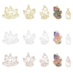 Components 30Pcs Alloy Diamond Geometric Hollow Bezel Charm Pressed Flower Frame Pendant DIY Resin Mold For Earring Necklace Jewelry Making