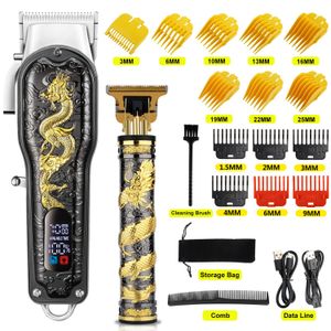 Триммер для волос оригинальный волос Clipper Professional Set Machine Machine Электрический триммер для мужчин регулируемый ЖК -парикмахер в 10W Dragon 230519