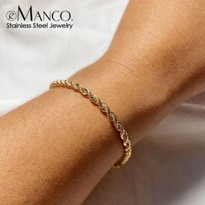 Chain Twisted Rope Chian Bracelet for Woman Hip Hop Punk 4MM Gold Color Stainless Steel Necklace Fashion Jewelry 230519