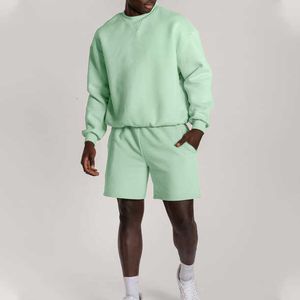 2023 Felpa con cappuccio da uomo manica lunga Rhude Tess Designer di alta qualità Moda casual all'ingrosso Ricamo personalizzato Pantaloncini felpati Set Streetwear Plain Premium Terry Fleece Cot