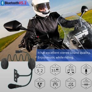 Carro da motocicleta bluetooth 5.2 capacete fone de ouvido sem fio handsfree estéreo leitor música alto-falante moto redução ruído à prova dwaterproof água