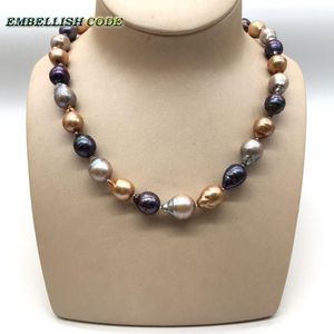 Naszyjniki 12 mm*16 mm mieszane kolorowe tkanki zarodkowane płomienie Kulka Piłka Kształt Baroque Pearl Naszyjnik Pierścień Pierścień słodkowodnych 100% perły