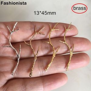 Other 10 pcs Tree Branch Charms Jewelry Making Accessories 4 Colors Brass 13*45mm Pendant DIY Brass Casted Free Shipping