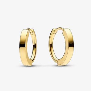 Golden Signature I-D Hoop Earrings for Pandora Real Sterling Silver Party Jewelry designer Earring Set For Women Mens 18K Gold Circle earring with Original Box