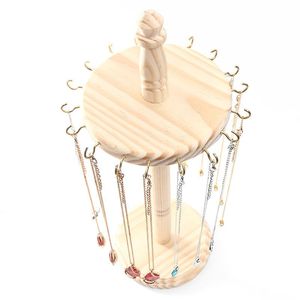 Boxes Wood Jewelry Display Stand with Hooks for Exhibition Necklace Earrings Bracelet Holder Necklace Rack Showcase Jewelry