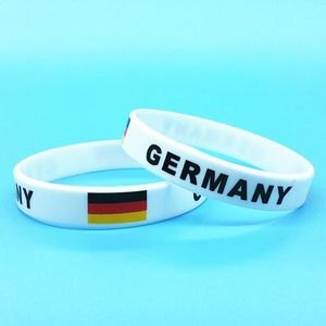 Bracelets 100pcs Germany Flag Print Sport Bracelet Country Silicone Band Wristband Womwen Men Rubber Wrist Strap Bangle Accessories