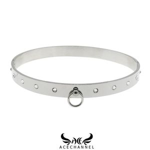 Vridmoment polerad lysande rostfritt stål slav choker halsband fetisch slitage moment smycken