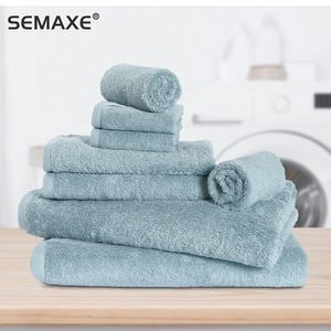 SEMAXE Luxushandtücher, 100 % Baumwolle, weiche und sehr saugfähige Badezimmerhandtücher, Waschlappen, Handtücher, Badetücher (8-teiliges Handtuch-Set)