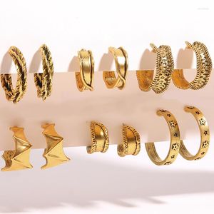 Brincos de argola vkme moda moda de ouro vintage incomum para mulheres redondo retro torções de retro toques de jóias de brinco de círculo irregular