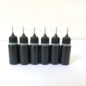 Blicle Black E Liquid Needle Bottle 10ml 30ml de plástico PE PE MOLO GRONTPER com tampas coloridas de preenchimento de agulha de metal pinhole