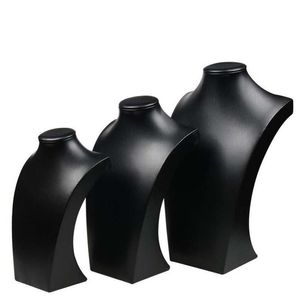 Colares novo design preto pu couro jóias colar suporte pingentes exibição busto gargantilha titular jóias rack mostrar 3 opções modelo