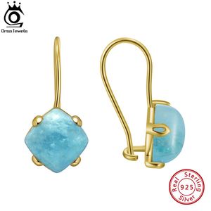 Knoten ORSA JEWELS Mode Natürlicher Aquamarin 925 Sterling Silber Zierliche Tropfenohrringe für Frauen Bräute Edelstein Schmuck Geschenke GME28